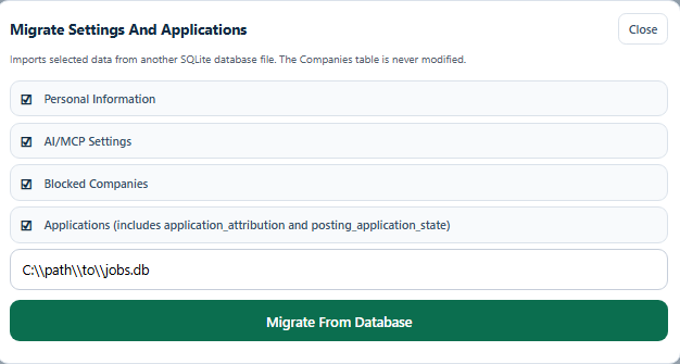 Migration Tool Settings